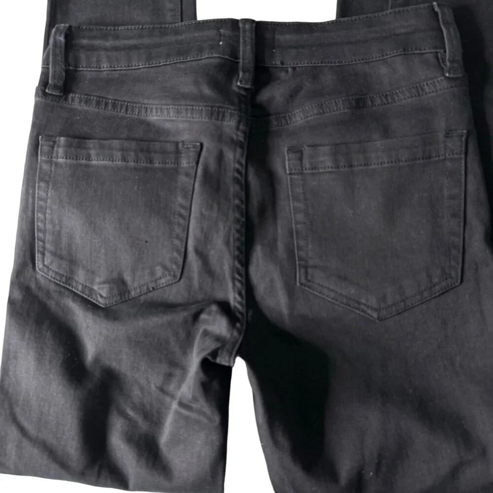 1.STATE Frayed Released Hem Skinny Black Jeans Womens Size 27 Super Wash Denim - Picture 9 of 12